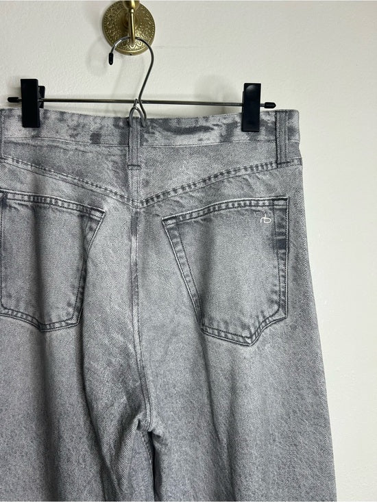 Rag &amp; Bone 100% Cotton Miramar Terry Sofie Wide Leg Washed Gray Black Pant