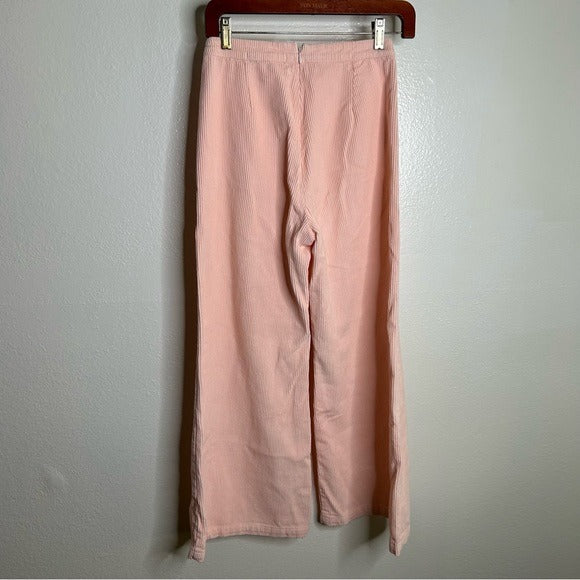 Faithfull the Brand Faithfull The Brand 100% Cotton Tove Corduory Pant in Pale Pink Wide Leg High Rise - Cotton