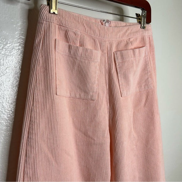 Faithfull the Brand Faithfull The Brand 100% Cotton Tove Corduory Pant in Pale Pink Wide Leg High Rise - Cotton