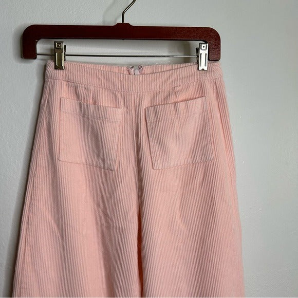 Faithfull the Brand Faithfull The Brand 100% Cotton Tove Corduory Pant in Pale Pink Wide Leg High Rise - Cotton