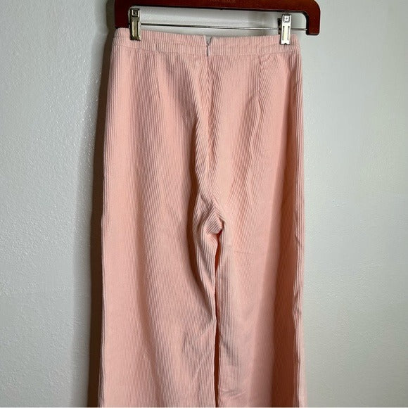 Faithfull the Brand Faithfull The Brand 100% Cotton Tove Corduory Pant in Pale Pink Wide Leg High Rise - Cotton