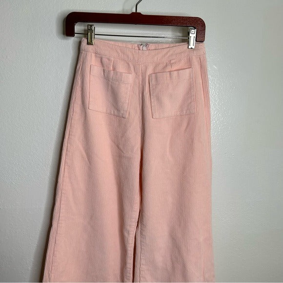 Faithfull The Brand 100% Cotton Tove Corduory Pant in Pale Pink Wide Leg High Rise