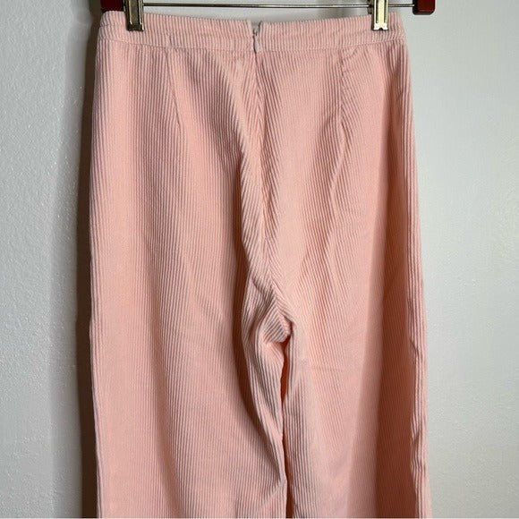 Faithfull The Brand 100% Cotton Tove Corduory Pant in Pale Pink Wide Leg High Rise