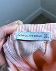 Faithfull The Brand 100% Cotton Tove Corduory Pant in Pale Pink Wide Leg High Rise