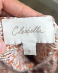 Cleobella 100% Organic Cotton Orange White Floral Button Down Short Sleeve