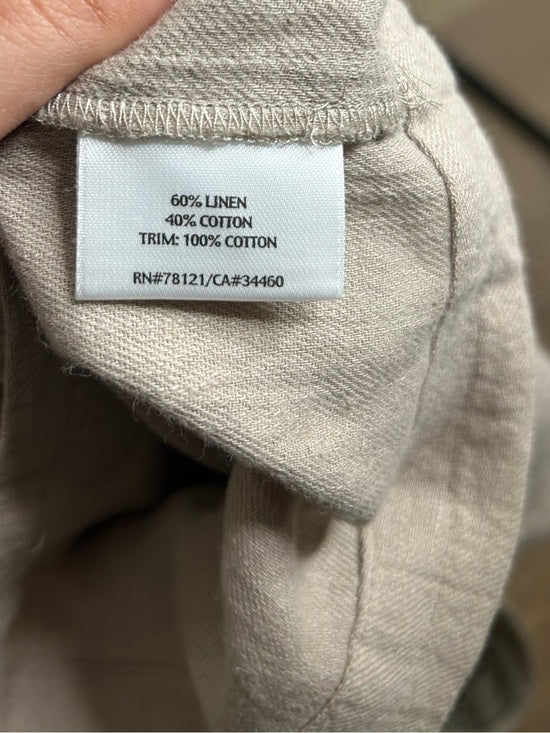 Eileen Fisher Linen Cotton Tan Cropped Wide Leg Capri Pant Medium Petite