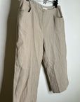 Eileen Fisher Linen Cotton Tan Cropped Wide Leg Capri Pant Medium Petite