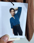 Nation LA 100% Pima Cotton Rust Long Sleeve Slouchy Peasant Blouse Tie Front