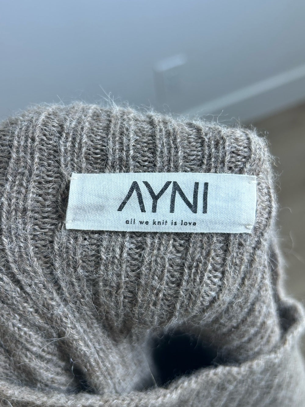 All We Knit is Love 100% Alpaca Tan Neutral Ribbed Cropped Boat Neck Sweater