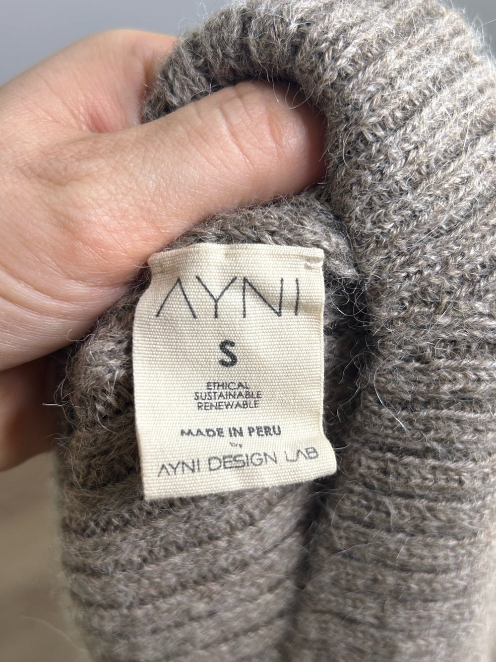 All We Knit is Love 100% Alpaca Tan Neutral Ribbed Cropped Boat Neck Sweater