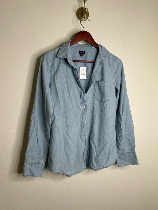 J. Crew J. Crew Factory 100% Cotton Denim Chambray Front Pocket Button Down Shirt - Denim, Cotton