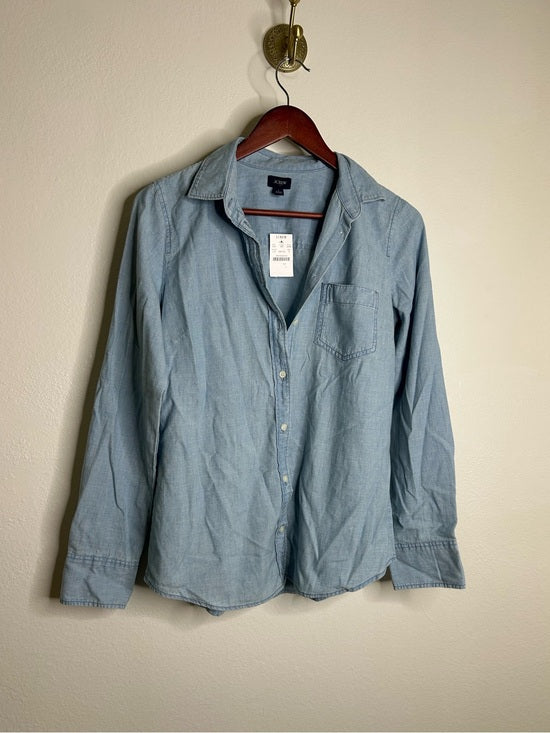 J. Crew J. Crew Factory 100% Cotton Denim Chambray Front Pocket Button Down Shirt - Denim, Cotton