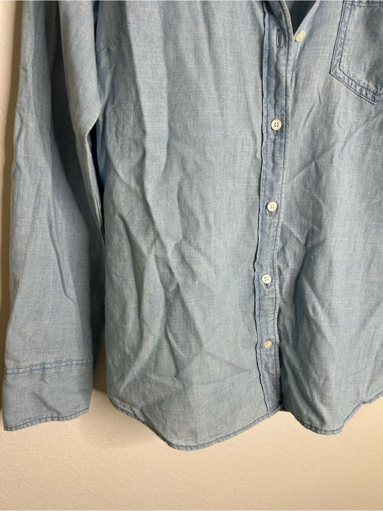 J. Crew J. Crew Factory 100% Cotton Denim Chambray Front Pocket Button Down Shirt - Denim, Cotton