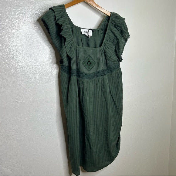ba&amp;amp;sh Ba&amp;amp;Sh 100% Cotton Pintucked Cotton Jacquard Green Mini Dress - Cotton