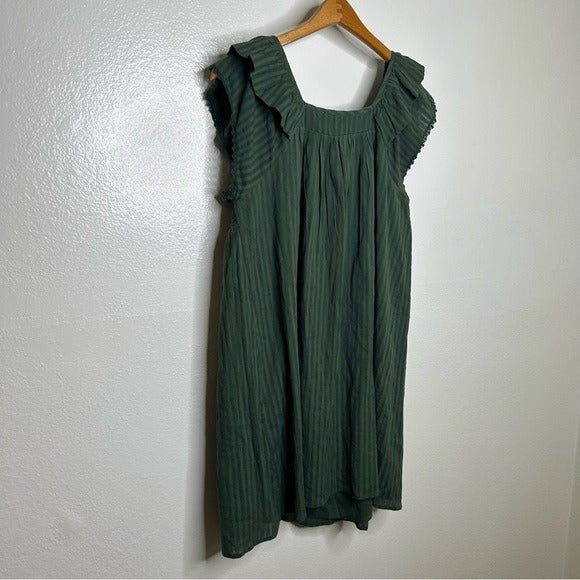 ba&amp;amp;sh Ba&amp;amp;Sh 100% Cotton Pintucked Cotton Jacquard Green Mini Dress - Cotton