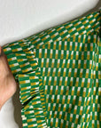 Trovata 100% Cotton Green Multicolor Marianne B Ruffle Sleeve Shirt