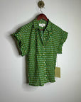 Trovata 100% Cotton Green Multicolor Marianne B Ruffle Sleeve Shirt