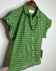 Trovata 100% Cotton Green Multicolor Marianne B Ruffle Sleeve Shirt