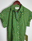 Trovata 100% Cotton Green Multicolor Marianne B Ruffle Sleeve Shirt
