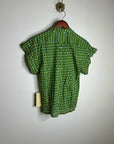 Trovata 100% Cotton Green Multicolor Marianne B Ruffle Sleeve Shirt