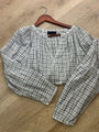 Nili Lotan 100% Cotton Brooke White Black Checkered Plaid Pesant Blouse