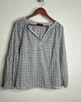 Nili Lotan 100% Cotton Brooke White Black Checkered Plaid Pesant Blouse