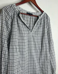 Nili Lotan 100% Cotton Brooke White Black Checkered Plaid Pesant Blouse
