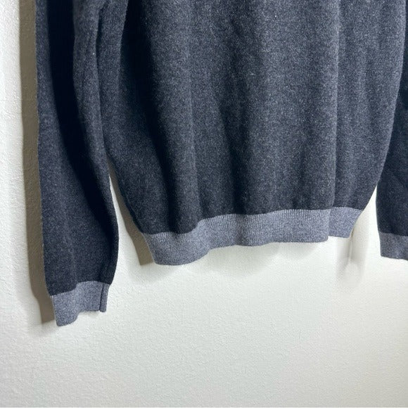 One Grey Day 100% Cashmere Grey Cutout Two Tone Sweater