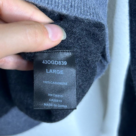 One Grey Day 100% Cashmere Grey Cutout Two Tone Sweater