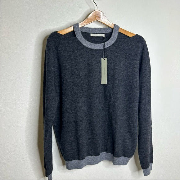 One Grey Day One Grey Day 100% Cashmere Grey Cutout Two Tone Sweater - Cashmere