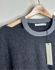One Grey Day 100% Cashmere Grey Cutout Two Tone Sweater
