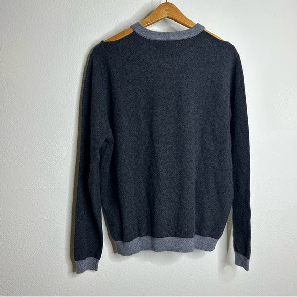 One Grey Day 100% Cashmere Grey Cutout Two Tone Sweater