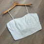 Abercrombie & Fitch Cotton Linen Cream Ruched Tank Cropped Tank Top