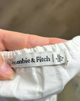 Abercrombie & Fitch Cotton Linen Cream Ruched Tank Cropped Tank Top