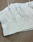 Abercrombie & Fitch Cotton Linen Cream Ruched Tank Cropped Tank Top