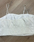 Abercrombie & Fitch Cotton Linen Cream Ruched Tank Cropped Tank Top