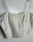 Abercrombie & Fitch Cotton Linen Cream Ruched Tank Cropped Tank Top