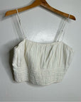 Abercrombie & Fitch Cotton Linen Cream Ruched Tank Cropped Tank Top