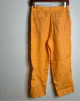J. Crew Ingrid 100% Linen Orange Straight Leg Trouser Pant