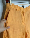 J. Crew Ingrid 100% Linen Orange Straight Leg Trouser Pant