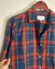 Trovata 100% Cotton India Red Blue Flannel Button Down Collared Shirt Jacket