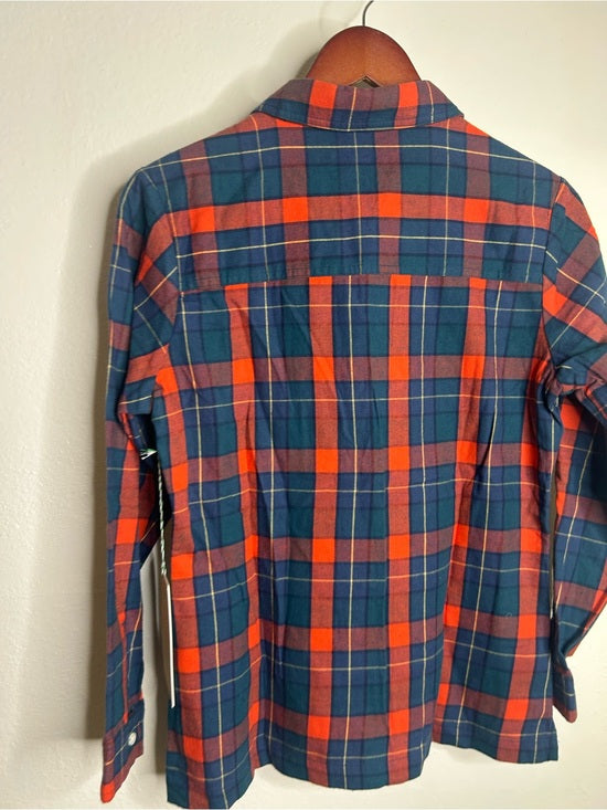 Trovata 100% Cotton India Red Blue Flannel Button Down Collared Shirt Jacket