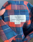 Trovata 100% Cotton India Red Blue Flannel Button Down Collared Shirt Jacket