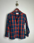 Trovata 100% Cotton India Red Blue Flannel Button Down Collared Shirt Jacket