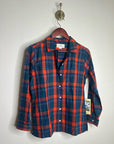 Trovata 100% Cotton India Red Blue Flannel Button Down Collared Shirt Jacket