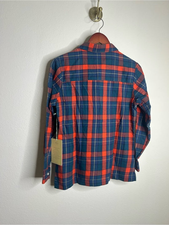 Trovata 100% Cotton India Red Blue Flannel Button Down Collared Shirt Jacket