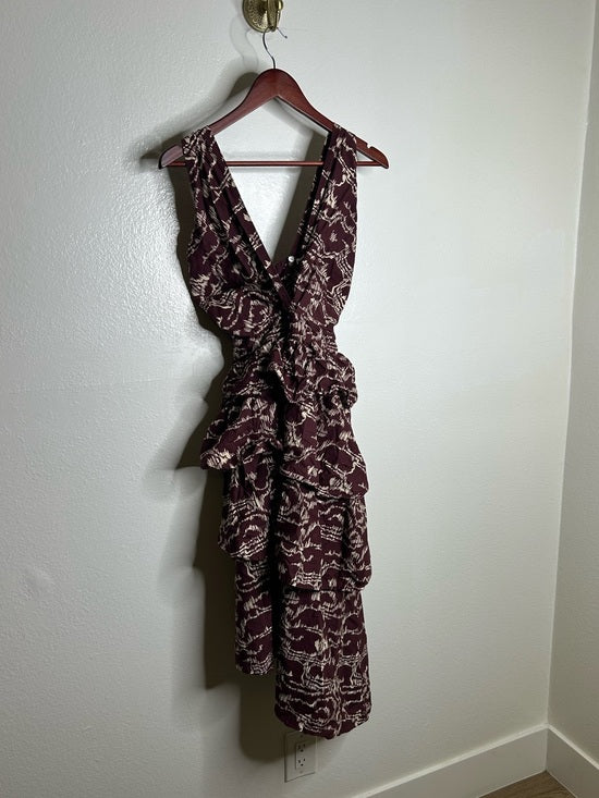 Cleobella 100% Organic Cotton Ruffle Tiered Plunge Neck Midi Dress