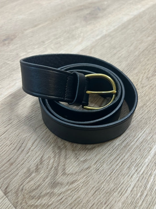 Madewell 100% Genuine Italian Leather Black Gold Hardware Belt