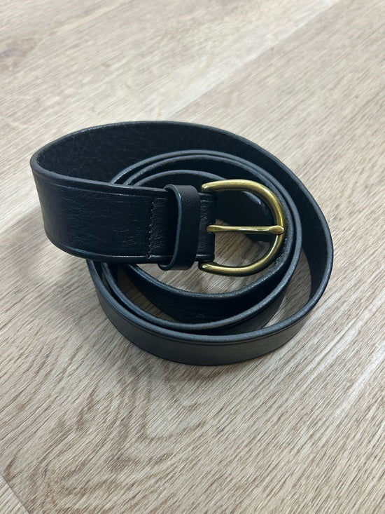 Madewell 100% Genuine Italian Leather Black Gold Hardware Belt