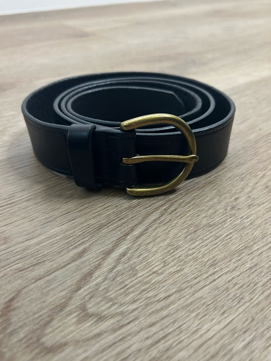 Madewell 100% Genuine Italian Leather Black Gold Hardware Belt